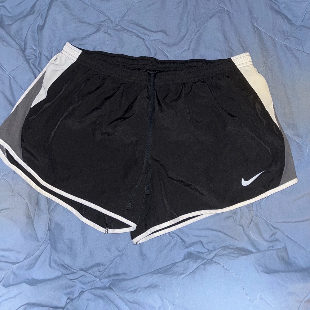 Nike Women's Black, Grey, and White Running Shorts